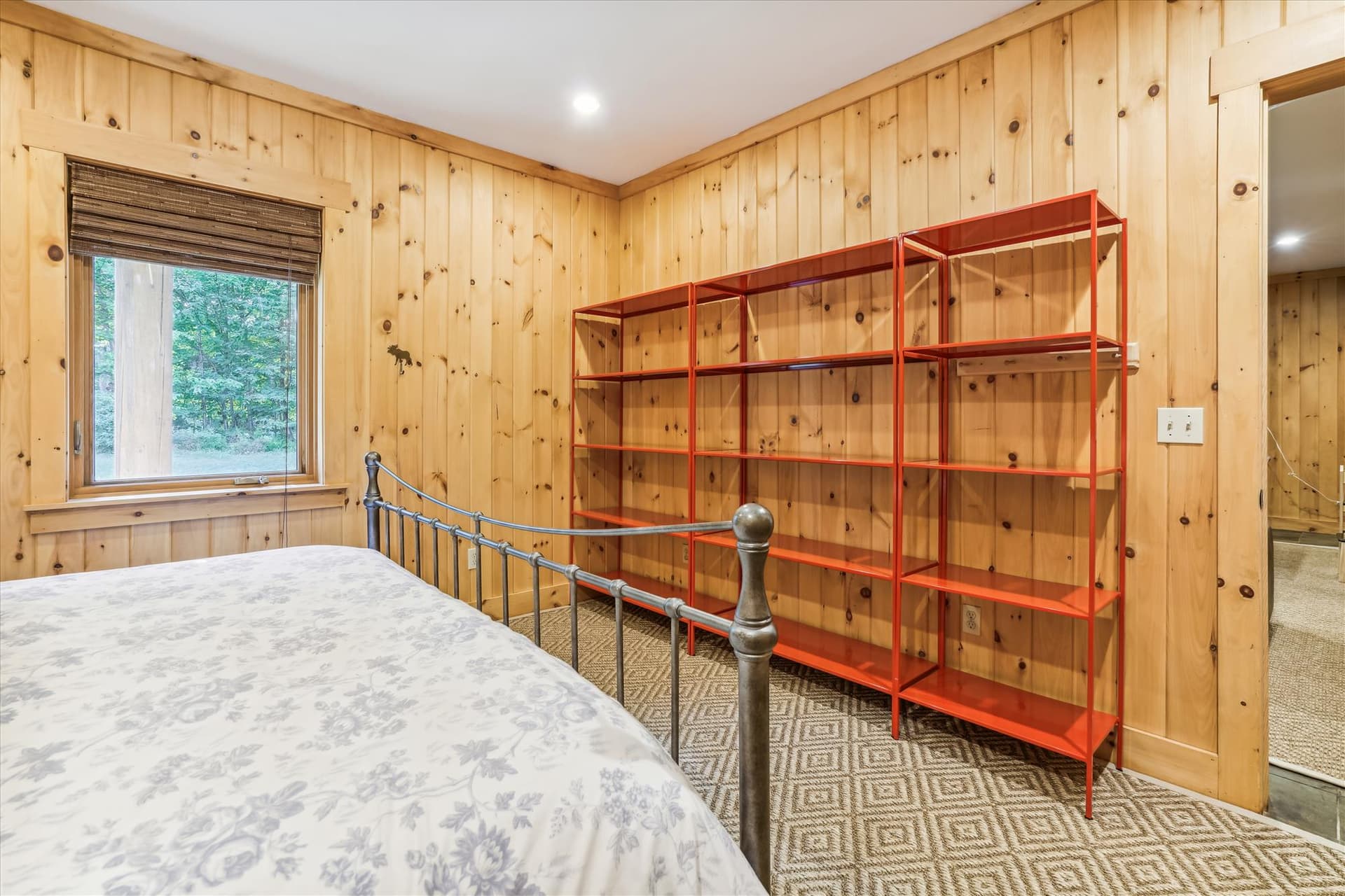 This bedroom is on the lower level.